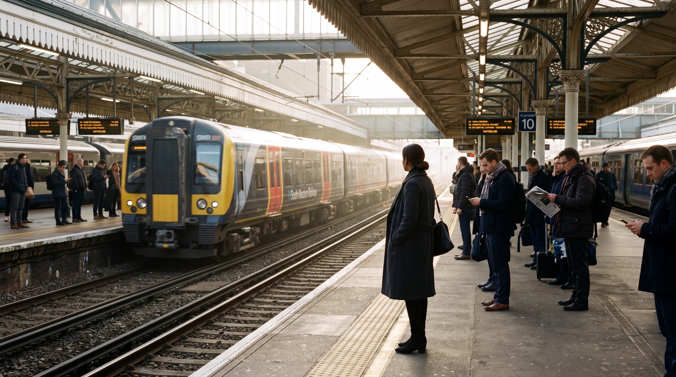 Chapter 03 · A Day in South London — Clapham platform, 8:04 a.m.