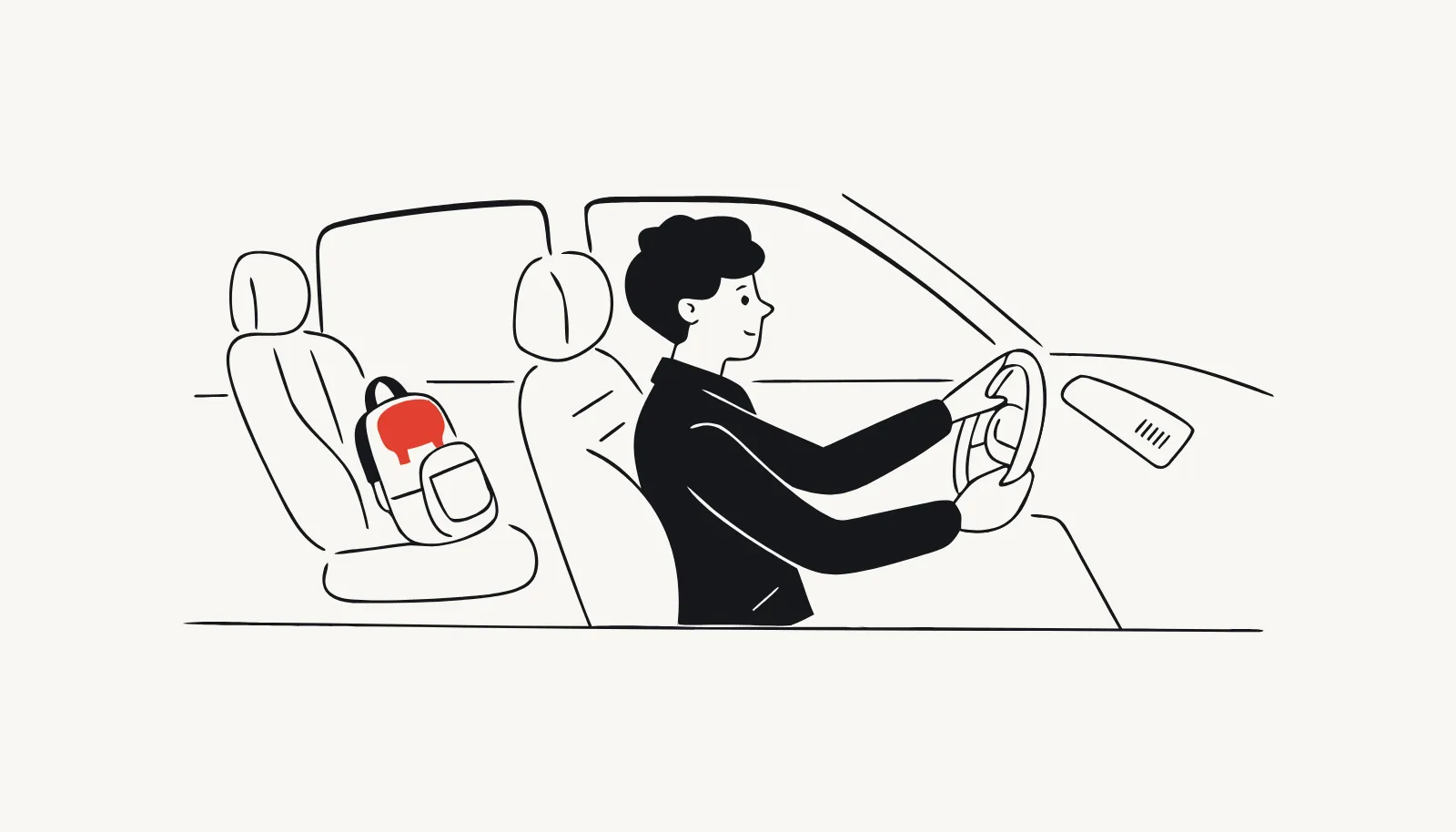 Mai keeps both hands on the wheel and her eyes on the road while a call comes through the car speaker.