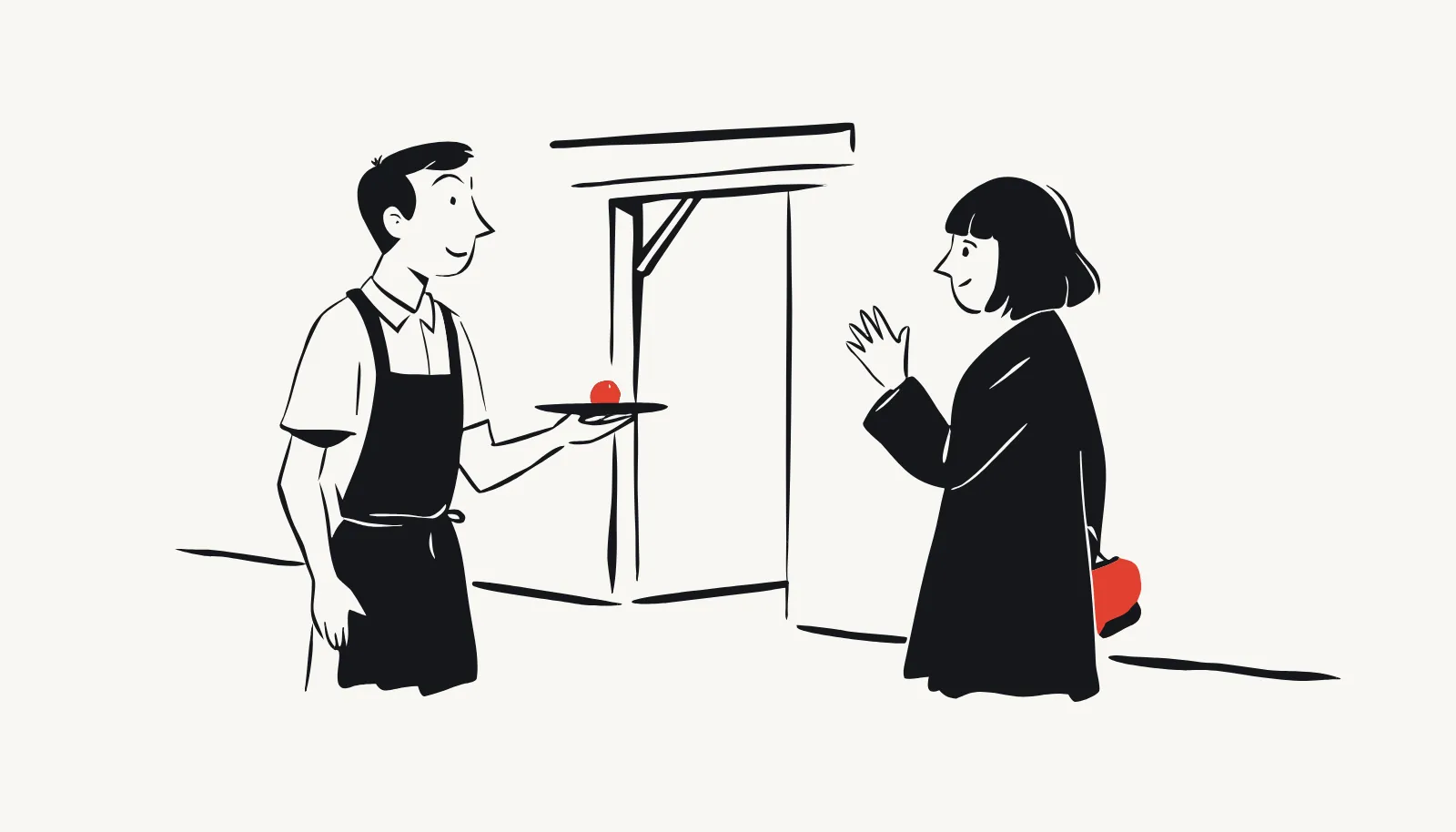 A host welcomes a regular she already knows.