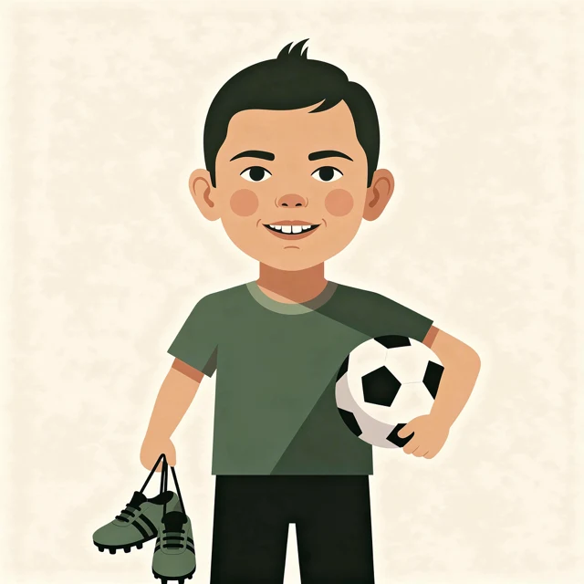 School activity context represented by a child with soccer equipment