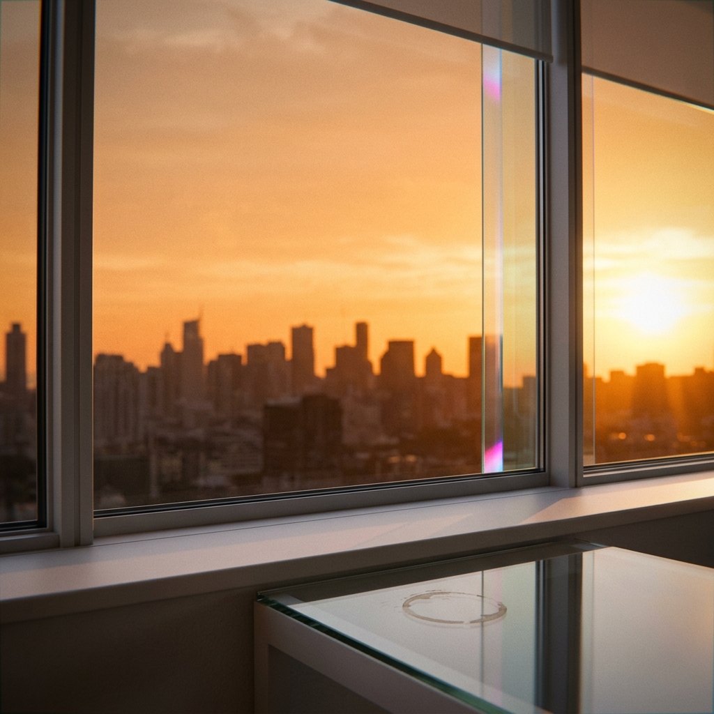 Chapter 04 · Over Time — the office at sunset, empty desks, the day finishing